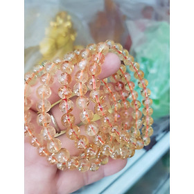 Vòng đá thạch anh tóc vàng tự nhiên Màu vàng nhẹ nhàng Nữ mệnh kim, Thổ thủy Vòng size 8mm ạ