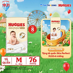 Tã quần Huggies Skin Perfect M Super Jumbo 70+6 miếng với 2 vùng thấm giảm kích ứng da
