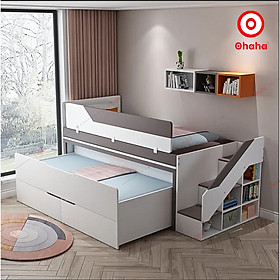 Giường tầng trẻ em thông minh xếp gọn có bàn học và tủ Ohaha - GTXG011