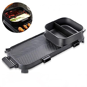 Mua Nồi Lẩu Nướng Đa Năng 2 In 1 - Bếp Nướng Điện Cao Cấp Bề Mặt Phủ Men Chống Dính - Loại lớn nhất + Tặng kẹp gắp thức ăn - Hàng chính hãng