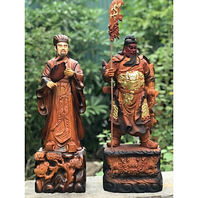 Mua Cặp tượng khổng minh gia cát lượng  và quan công  Cặp  văn  võ song toàn bằng gỗ hương đá tô làm mầu giả cổ kt cao 60cm