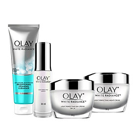Bộ Sản Phẩm Olay White Radiance Dưỡng Trắng và Cấp Ẩm (Kem dưỡng trắng da ban ngày, Kem dưỡng trắng da ban đêm, Tinh chất dưỡng trắng da, Sữa rửa mặt)