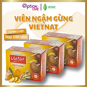 COMBO 3 HỘP Kẹo ngậm hỗ trợ tiêu hóa, giảm cảm cúm gừng Vietnat 100 viên