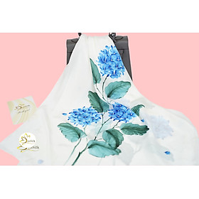 Silk Hand Painted 100% Pure Silk - Khăn Lụa Cao Cấp Vẽ Tay Cẩm Tú Cầu - Quà Tặng Khăn Lụa