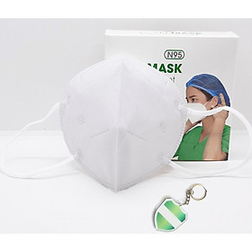 Hộp ( 10 cái ) Khẩu trang N95 Pro Mask vải không dệt , chống bụi siêu mịn pm2.5 , màu trắng , tặng móc treo khóa mica