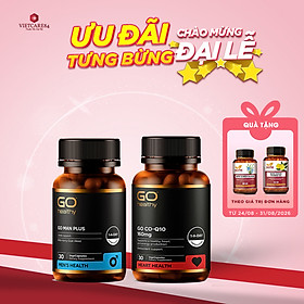 Bộ Sản Phẩm Giúp Tăng Cường Sinh Lực - Sinh Lý Nam, Làm Chậm Quá Trình Mãn Dục Nam: Go Man Plus 30 Viên, Bổ Tim Go Co Q10 160mg 30 Viên
