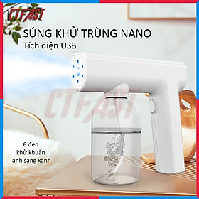 Thiết bị phun khử trùng nano cầm tay CTFAST - 05 : Máy phun khử trùng gia đình tích điện không dây kết hợp ánh sáng xanh an toàn, khử trùng, diệt khuẩn, đuổi muỗi