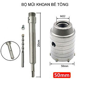 Mũi khoan khoét lỗ tường bê tông, tường gạch, cán dài 20cm