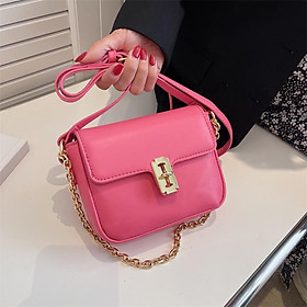 Live broadcast new simple fashion crossbody women's bag 2022 Korean style trendy chain shoulder bag solid color lock buckle small square bag