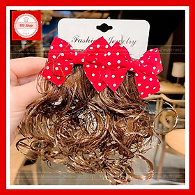 Tóc giả cho bé, Kẹp tóc giả cho bé có nơ kẹp tóc 2 bên cực dễ thương