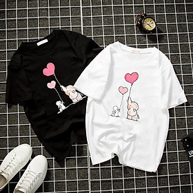 Áo thun Nam Nữ Không cổ VOI VỚI THỎ CIMT-0024 mẫu mới cực đẹp, có size bé cho trẻ em / áo thun Anime Manga Unisex Nam Nữ, áo phông thiết kế cổ tròn basic cộc tay thoáng mát