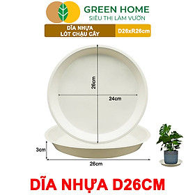 Đĩa Nhựa Lót Chậu Cây Greenhome, Nhiều Kích Cỡ, Hứng Nước Giúp Sạch Bàn, Sàn, Nhựa Nguyên Sinh, Bền, Đẹp, Chóng Rơi Vỡ - DĨA NHỰA TRÒN R26CM