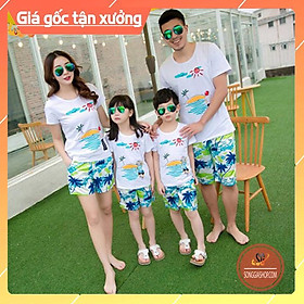 Đồ đi biển gia đình nguyên set gồm áo và quần nổi bật cho nam nữ hội nhóm đủ size bé trai bé gái DDB02 DONGPHUCSG