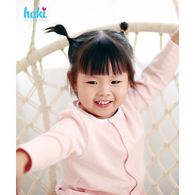 Bộ quần áo dài cài giữa hai túi ốp Melange Cotton cao cấp cho bé Haki BC003