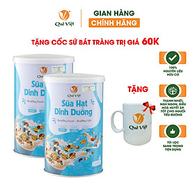 Combo 2 hộp sữa hạt dinh dưỡng Quê Việt + tặng 1 cốc gốm sứ Bát Tràng - Lon 500G