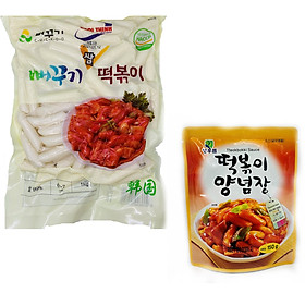 Combo Bánh gạo Hàn Quốc 500g kèm sốt nấu Tokbokki 150g