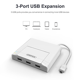 Mua Hub USB 2.0 3 Ports + LAN + OTG Dock Unitek (Y - 2175) - HÀNG CHÍNH HÃNG