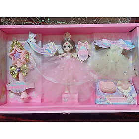 Đồ chơi bé gái - Đồ chơi búp bê- Hộp  búp bê Barbie, búp bê BJD khớp xoay kèm phụ kiện váy hồng xinh xắn