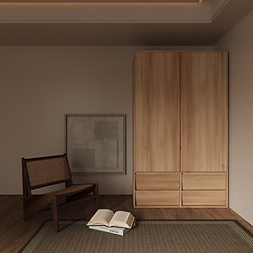 Tủ quần áo gỗ công nghiệp 2 cánh FINILI hiện đại gỗ MDF melamine F521