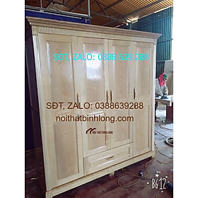 Tủ quần áo gỗ sồi 4 cánh