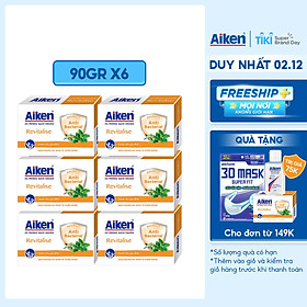 Aiken Combo 6 Xà Phòng Sạch Khuẩn Chiết Xuất Bạc Hà 90G/hộp