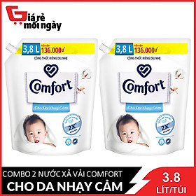 Combo 2 túi Nước xả vải Comfort [Trắng] Cho da nhạy cảm túi khổng lồ 3.8L X2