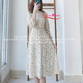 Mua Váy Hoa Nhí Xanh Vintage Chun Eo Tay Bồng Dáng Dài Siêu Xinh  Yeep