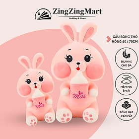 Thỏ Ôm Sữa Nhồi Bông Siêu Dễ Thương - Gấu Bông Cho Bé - ZingZingMart Bedding & House