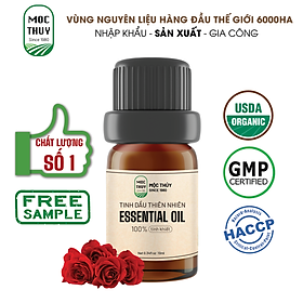 Tinh Dầu Hoa Hồng Nguyên Chất Hữu Cơ MỘC THỦY 100ML - Rose Essential Oil - Khử Mùi Xông Thơm Phòng, Thư Giãn - Đạt chuẩn chất lượng kiểm định