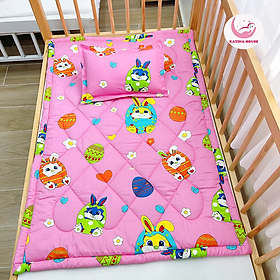 Bộ nệm gối cho bé mầm non Katina House, vải cotton TL mềm mát, họa tiết hoạt hình gẫn gũi