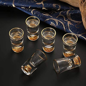 Mua ( Hàng Cao Cấp ) Bộ 6 ly rượu Shot thủy tinh viền mạ vàng chứa vàng tấm cao cấp _ 15ML
