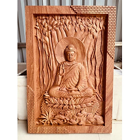 Mua Tranh treo tường tượng phật thích ca mâu ni bằng gỗ hương đá kt 67×46×4.5cm