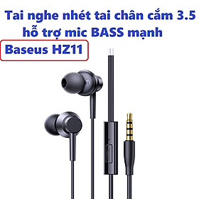 Mua Tai nghe nhét tai hỗ trợ mic đàm thoại Bass mạnh chân cắm 3.5 Baseus HZ11 _ hàng chính hãng