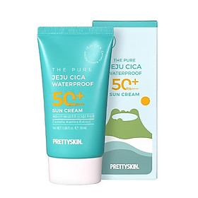 Kem chống nắng rau má nâng tông kháng nước, lấu trôi -  Pretty Skin The pure jeju cica Waterproof Sun Cream