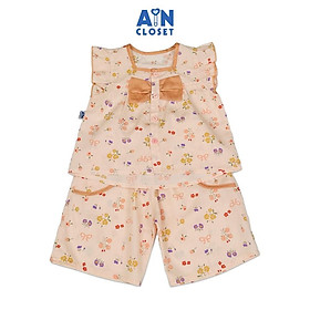 Bộ quần áo Lửng bé gái hoạ tiết Nơ Nhí Cam Lanh lụa - AICDBGRCGAWS - AIN Closet