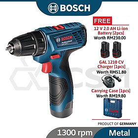 Máy khoan vặn vít dùng pin 12V Bosch GSR 120-LI GEN II gồm 1 sạc 2 pin 2.0 model 2021