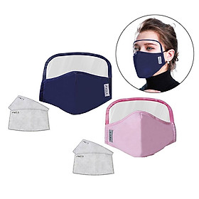 2 Pieces Anti Dust Adults Mouth Cover Masks With Clear Eye  Pink+Blue