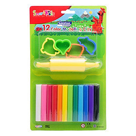 Sáp Nặn Học Tập 12 Màu Thường SMARTKIDS (4 Khuôn + 1 Cây Lăn) SK-BL12M5R