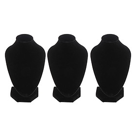 3Pcs Black Velvet Necklace Bust Display Stands Pendant Chain Jewelry Rack