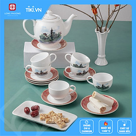 Mua Bộ ấm chén hộp quà in hình sơn thủy hàng Long Phương cao cấp