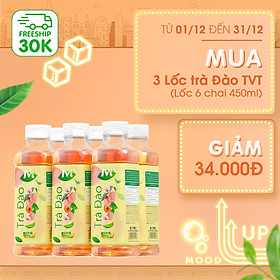 [Combo 18 chai 450ml] Trà Đào TVT tinh chất trà xanh, trà đen, chống oxy hóa, thanh nhiệt giải phóng độc tố cơ thể