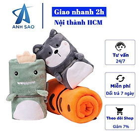 Mền ngủ văn phòng hình thú cao cấp A được chọn màu - mền đắp chân mỏng nhẹ, gấp gọn tiện lợi