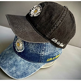 Combo 2 nón kết, mũ lưỡi trai Hoa Cúc vải jeans form chuẩn siêu đẹp (Ảnh thật)