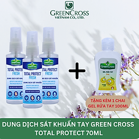 [Combo 3 Chai] Nước rửa tay kháng khuẩn nhanh chóng Green Cross Total Protect 70ml Dạng Xịt