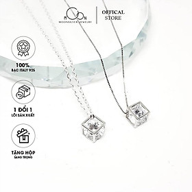 Dây chuyền bạc 925, vòng cổ nữ lập phương đính đá Cube Necklace