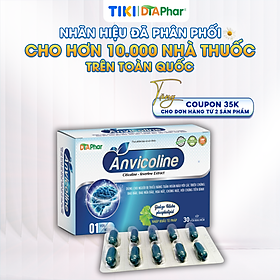 Viên uống hoạt huyết dưỡng não Anvicoline Hỗ trợ giảm hoa mắt chóng mặt đau đầu hạn chế nguy cơ di chứng sau tai biến Hộp 30 viên Tâm An Pharma