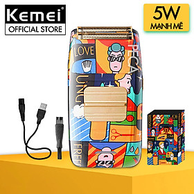Máy cạo râu lưỡi kép Kemei KM-1102H công suất 5W mạnh mẽ, có thể fade trắng chân tóc sạc nhanh USB pin trâu- phân phối chính hãng
