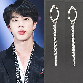 Bông tai xích hạt mix vòng tròn mini không cần xỏ lỗ cool cực cool