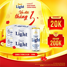 Combo 2 Thùng Bia Hanoi Light - Thùng 24 lon 330ml