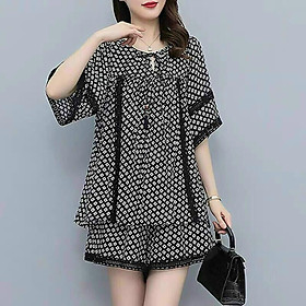 Set short họa tiết bi vuông viền ren cao cấp